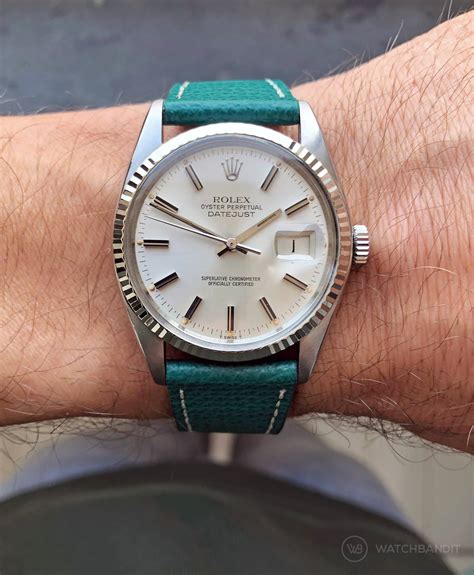 rolex with leather blue strap